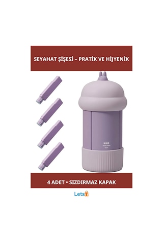 4'ü 1 Arada Seyahat Şişesi Seti Pratik Sıkıştırılabilir Çok Renkli