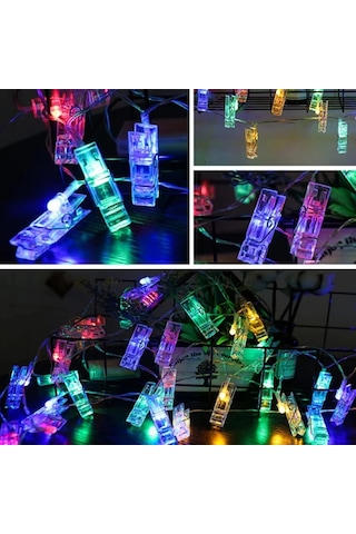 Greyder Gd972 Şerit Pilli Aydınlatma 2 Metre 10 Adet Rgb Mandal Led Çok Renkli