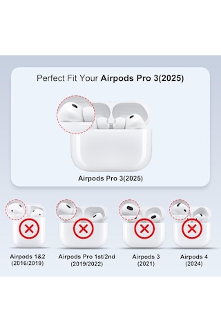 Apple Uyumlu AirPods Pro 3. Nesil İle Kılıf Şeffaf Kristal Silikon Sert Pc Şeffaf Case 14 Şeffaf