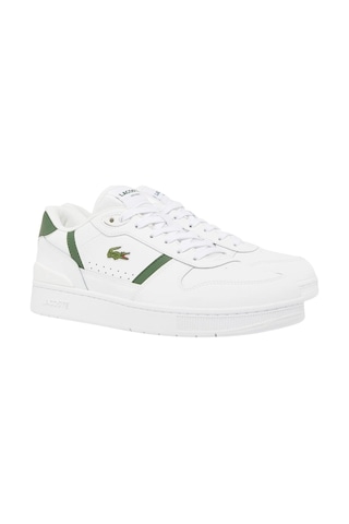 Lacoste T-clip 224 2 Sma Leather Mens Sneaker Hakiki Deri Günlük Spor Ayakkabı Beyaz Yeşil Beyaz - Yeşil