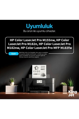 Kingjet Hp Uyumlu 216a W2411a Mavi Standart Kapasiteli Tekli Çipli Uyumlu  Toner Color Laserjet Pro Mfp M183fw