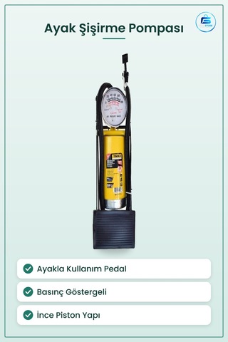 İnce Piston Ayak Şişirme Pompası Ayakla Kullanım Basınç Göstergel