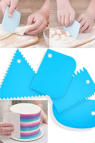 4'lü Set Hamur Kesme Ve Şekillendirme & Pasta Şekil Verme Aparatı - Mavi Mavi