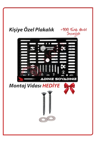 Plakamatik Kişiye Özel İsimli 1 Adet Motosiklet Logo Uv Kabartmalı Siyah Takmatik Motor Plakalık