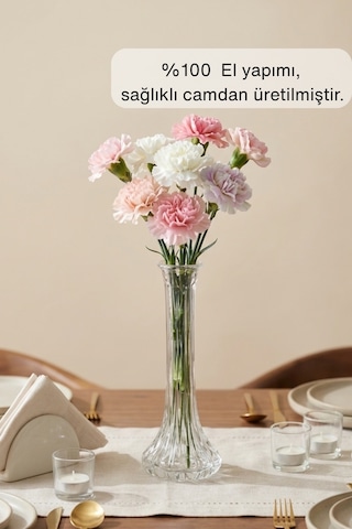 Selen Concept Linea Damla Model El Yapımı Cam Karanfillik Şeffaf