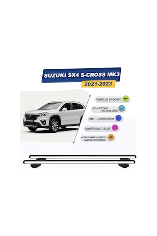Suzuki Sx4 S-cross Mk3 2021-2025 İle Uyumlu Ara Atkı Taşıyıcı Tavan Barı 2 Adet Gri Genel