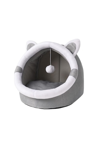 Mufunye Kapalı Kedi Yatakları Kedi Evi Kapşonlu Mağara Tasarımı Peluş Yastıklı Dört Mevsim Evrensel