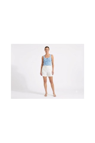 Onno Style Women Kolsuz Askılı Kare Yaka Bağcık Detaylı Triko Kadın Bluz Mavi