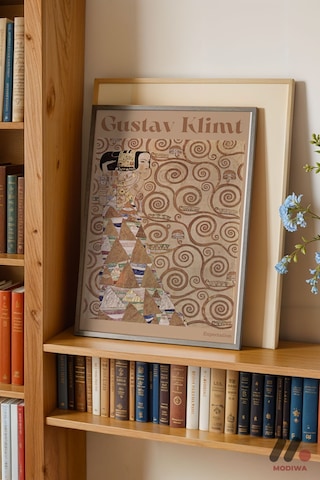 Gustav Klimt Desen Posteri, Siyah Çerçeveli Duvar Tablosu - Sanatsever Hediyesi