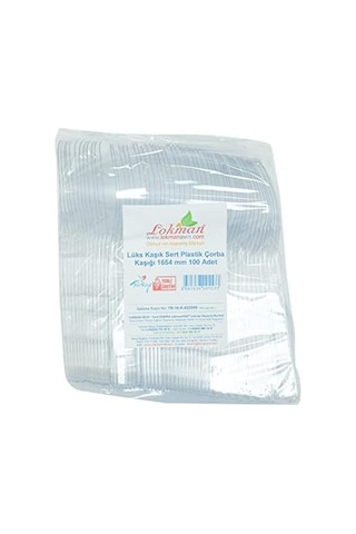 Lokmanavm Lüks Kaşık Sert Plastik Çorba Kaşığı 1654 Mm Şeffaf 100 Adet 1 Paket Açık Ahşap