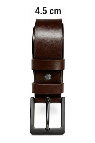 Ertaş Trend Store Erkek Hakiki Deri 4.5 CM Kot ve Kumaş Pantolon Kemeri Metal Tokalı Kahverengi Çok Renkli