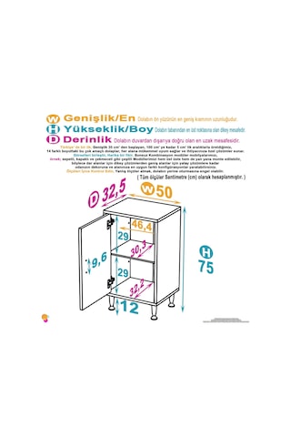 Eliusta Arden 50 Cm Beyaz 2 Bölmeli Banyo Düzenleyici Dolap 1 Raflı Çok Amaçlı Mutfak Dolabı 50x75x32,5 Cm Beyaz