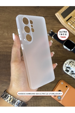 Samsung Galaxy S26 Ultra Uyumlu Süper İnce Mat Ultra Thin Silikon Kılıf Beyaz