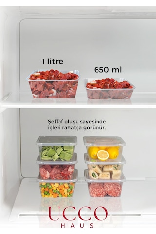 20 10+10 Adet Ekonomik Saklama Kabı Seti 10x650 Ml 10x1000 Ml Mikrodalga Buzluk Dondurucu Erzak Şeffaf