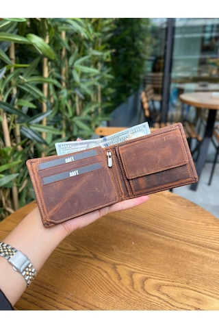 Mft Leather Hakiki Deri Erkek Cüzdan Fermuarlı, Bozuk Paralı, İsim Yazılı Tokyo 2404 - Crazy Taba Crazy Taba