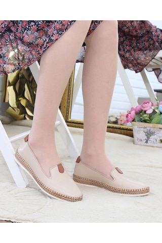 Nesil Shoes Syg P01 Bej Hakiki Deri Kadın Ayakkabı-bej Bej