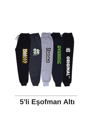 5'li Core-or-strong-dynamic-original Baskılı Erkek Çocuk Çift Cepli Eşofman Altı Çok Renkli