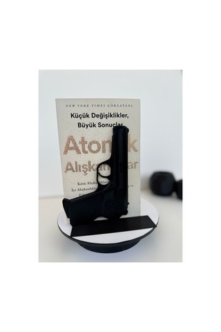 Pistol Silah Tasarım Kitap Tutucu İkili Siyah Kitaplık Aksesuarı