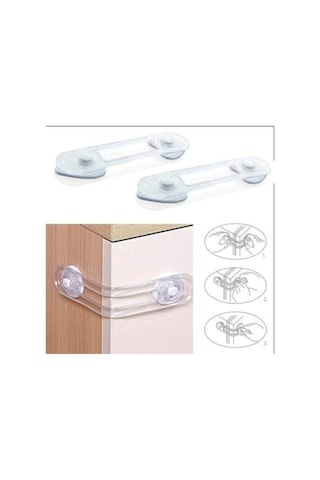 Bebek Çekmece Dolap Güvenlik Kilidi Çok Amaçlı 2 Adet 11 Cm Şeffaf
