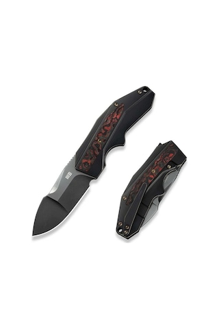 We Knife Coral Slt Flipper Knife Titanium & Fatcarbon Fiber Black Lava Flow Handle Kamp Çakı Çok Renkli