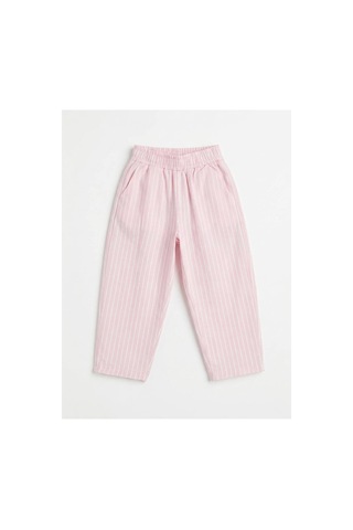 Poala Kids Pembe Çizgili Balloon Dokuma Pantolon