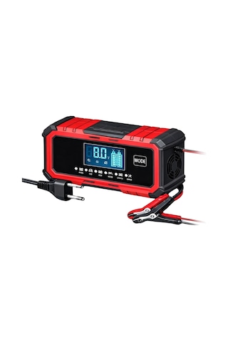 Exenar - Kırmızı - Akıllı Akü Şarj Cihazı Bakım Onarım Akü Şarj Makinesi 12v 15a 24v 8a Otomatik Dijital Ekran