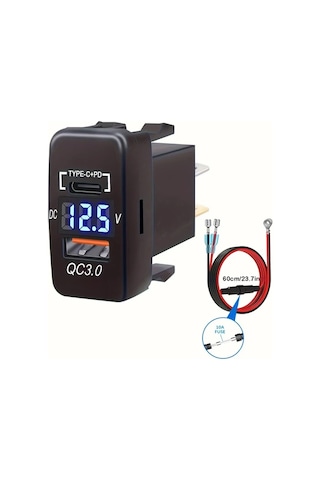 Kırmızı Çizgiyle 1pc Hızlı Şarj 3.0 & Pd Çift Usb Port Şarj Soketi Adaptörü, Mat Son, Usb Tip-c, Sert Bağlantı Güç Aksesuarı, Evrensel Uygun, Erkekten Dişli Bağlantı, 36v Çalışma Gerilimi Araçları İçin, Bataryasız