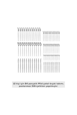 Karaca  316 Premium Mild Platin 12 Kişilik 84 Parça Çatal Kaşık Bıçak Takımı