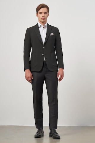 İmza Siyah Kendinden Desenli Gofreli Mono Yaka Kelebek Astar Çift Yırtmaç 2 Düğme 6 Drop Slim Fit Classic Ceket 1002245158 Siyah