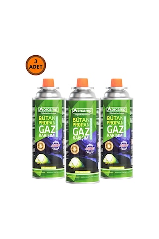 3 Adet Orcamp Kts-227 Butan Propan Gaz Kartuşu 3 Adet Muhtelif Çok Renkli