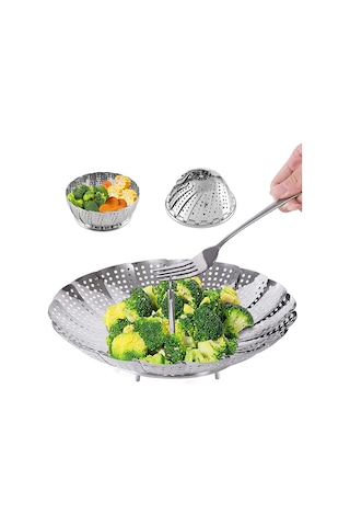 Paslanmaz Çelik Buharlı Pişirici Katlanır Buharda Sebze Pişir