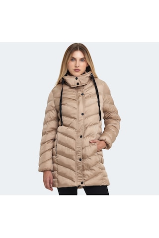 Slazenger GWEN Kadın Kapüşonlu Şişme Vizon Mont & Kaban