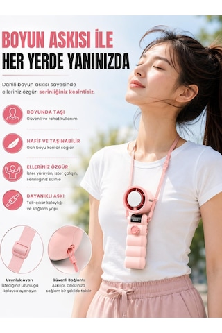 Şarjlı El Vantilatörü Soğutma Plakalı, 199 Kademeli Ayarlanabilir Hız, Dijital Ekranlı, Type-c Şarjlı Taşına