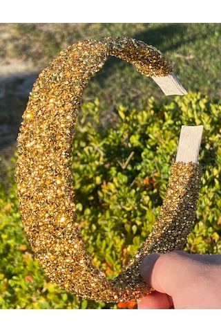 El Yapımı Gold Kristal Taşlı Işılıtılı Taç