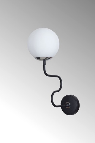 Luzarana Ferro Yatay Krom-siyah Metal Gövde Beyaz Camlı Tasarım Aplik