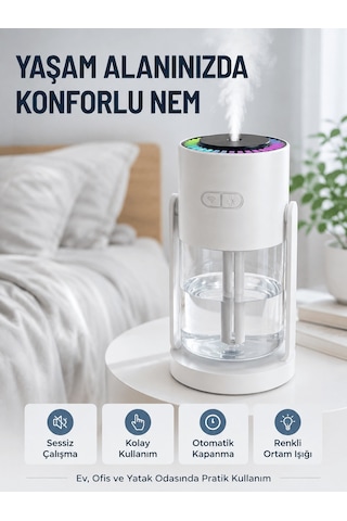 Ultrasonik Hava Nemlendirici Renkli Led Işıklı Sessiz Oda Nemlendirme Cihazı Diğer