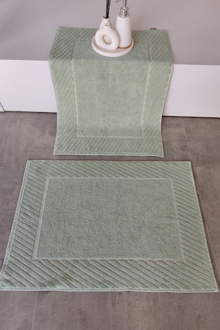 2'li Diyagonal Çizgili Ayak Havlusu Seti - %100 Pamuk Havlu Takımı - 50x70 Cm - Yeşil Yesıl Yeşil