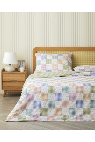 English Home Dreamy Patch Kolay Ütülenir Tek Kişilik Nevresim Seti 160x220 Cm Pembe - Yeşil