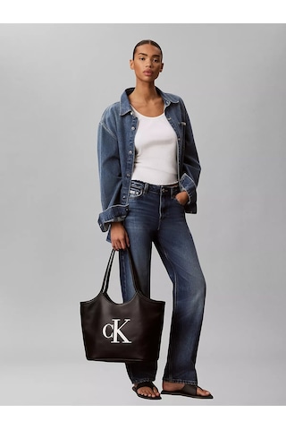 Calvin Klein Kadın Marka Logolu Düz Deri Kısa Askılı Siyah Çanta-15889