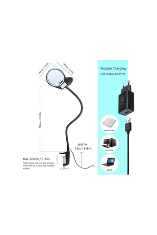 Hallow Tomshine 3x / 10x Metal Kelepçeli Ultra Büyüteç Lambası