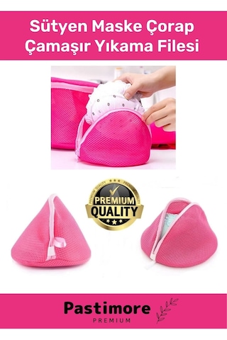 Premium Kumaş Fermuarlı Dayanıklı Çamaşır Yıkama Filesi Sütyen Yıkama Torbası 2'li Paket - Pembe