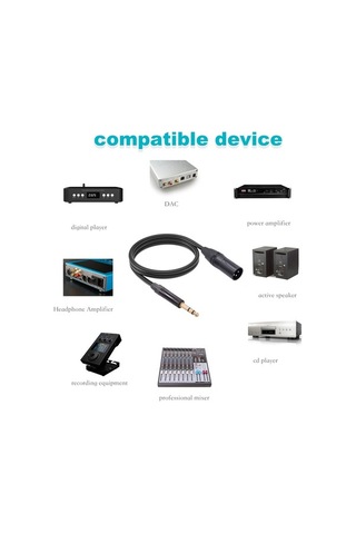 Fortunelane 1.8m Zink Alaşımlı Kasa Siyah Ses Kablosu: 6.35mm Trs Erkekden Xlr Mikrofona, Altın Kaplama, Direk Kullanım