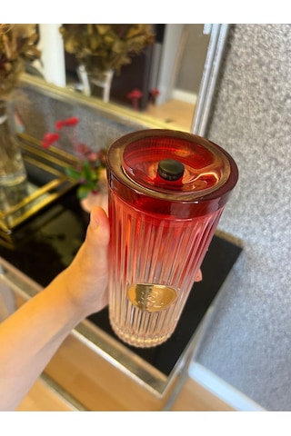 Morponi Pipetli Cam Bardak Tekli Pinterest Model Kırmız 450 Ml Kırmızı