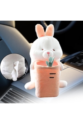 Createtech Yumuşak Tavşan Peluş Oyuncak Sevimli Suntek Kutu Çöp Araba Qr Diğer