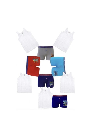 Nacar Store Erkek Çocuk 5 Atlet 5 Desenli Boxer Pamuklu Likralı Terletmez Takım Çok Renkli