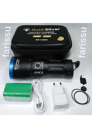 Gs-14000 40w Avcı El Feneri 4000 Lümen, 12800 Mah Li-ion Şarjlı, Su Geçirmez, Taşıma Çantalı Kamp Ve Balıkçı Feneri Siyah