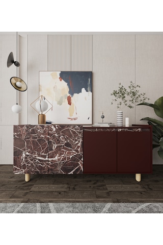 Ravenna Modern Konsol 180 Cm Mermer Desen - Bordo