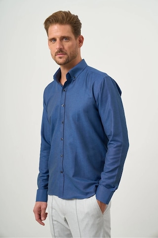 Morven Slim Fit Düğmeli Yaka Oxford Kolay Ütülenebilir Pamuklu Uzun Kollu Gömlek Kutulu