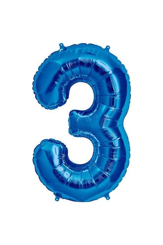 3 Rakam Mavi Folyo Balon 34 İnç 76-82 Cm