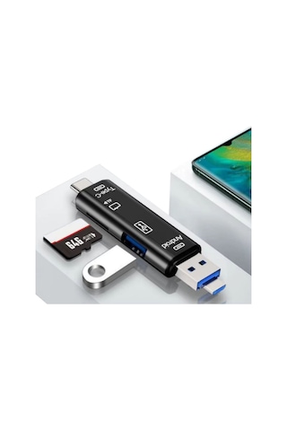 5 İn 1 Çok Fonksiyonlu Usb 2.0 Micro Sd Kart Okuyucu - Usb/micro Usb/type-c Çıkışlı, Otg Çevirici 5 Çok Renkli